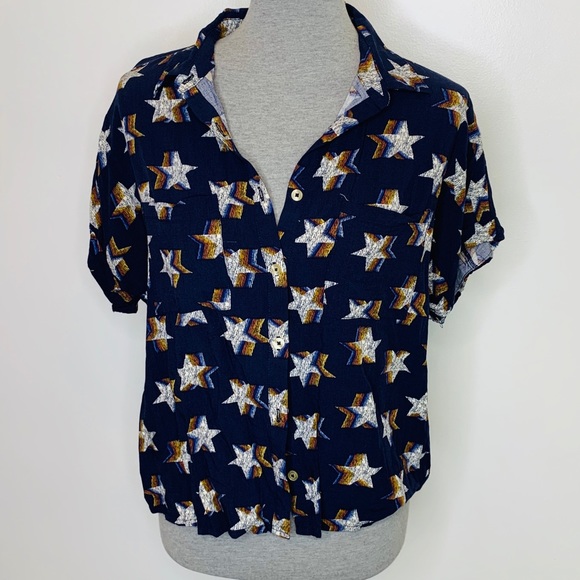 Lularoe Amy Dolman Button down top - XS - dark navy blue with stars - Picture 1 of 6